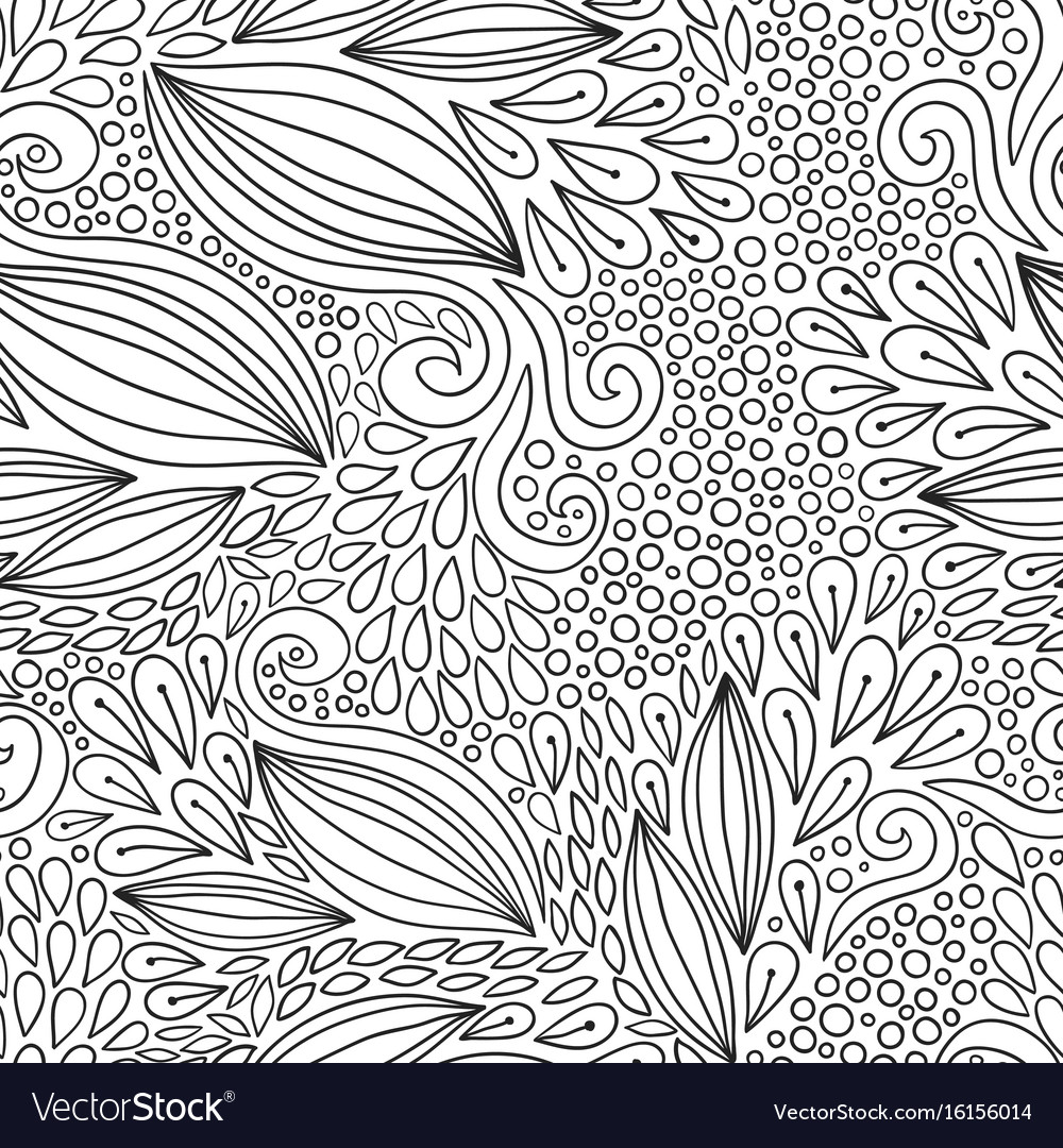 Floral nahtloses Muster schwarz-weiß doodle