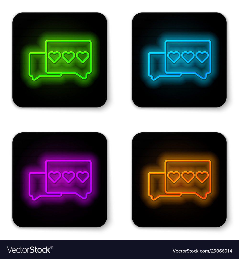 Glowing neon line like and heart icon isolated