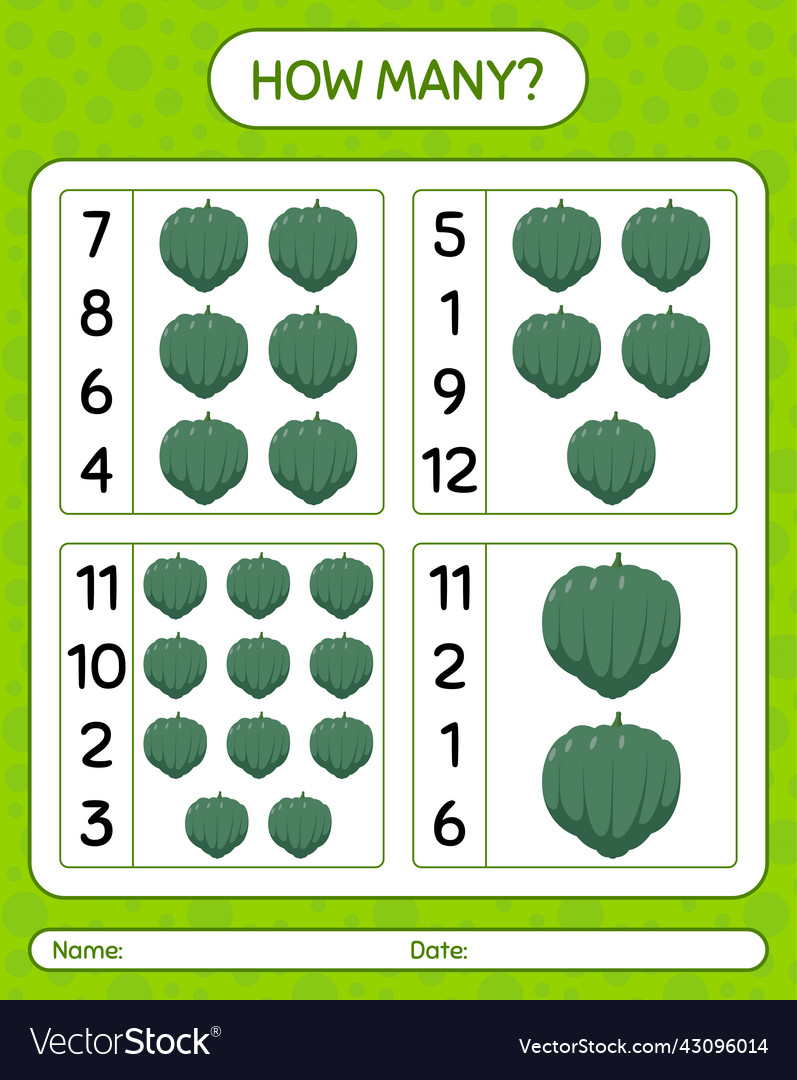How many counting game with acorn squash vector image How many counting game with acorn squash