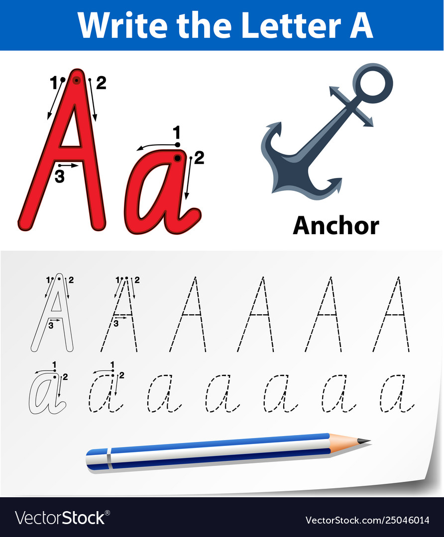 letter a tracing alphabet worksheets royalty free vector