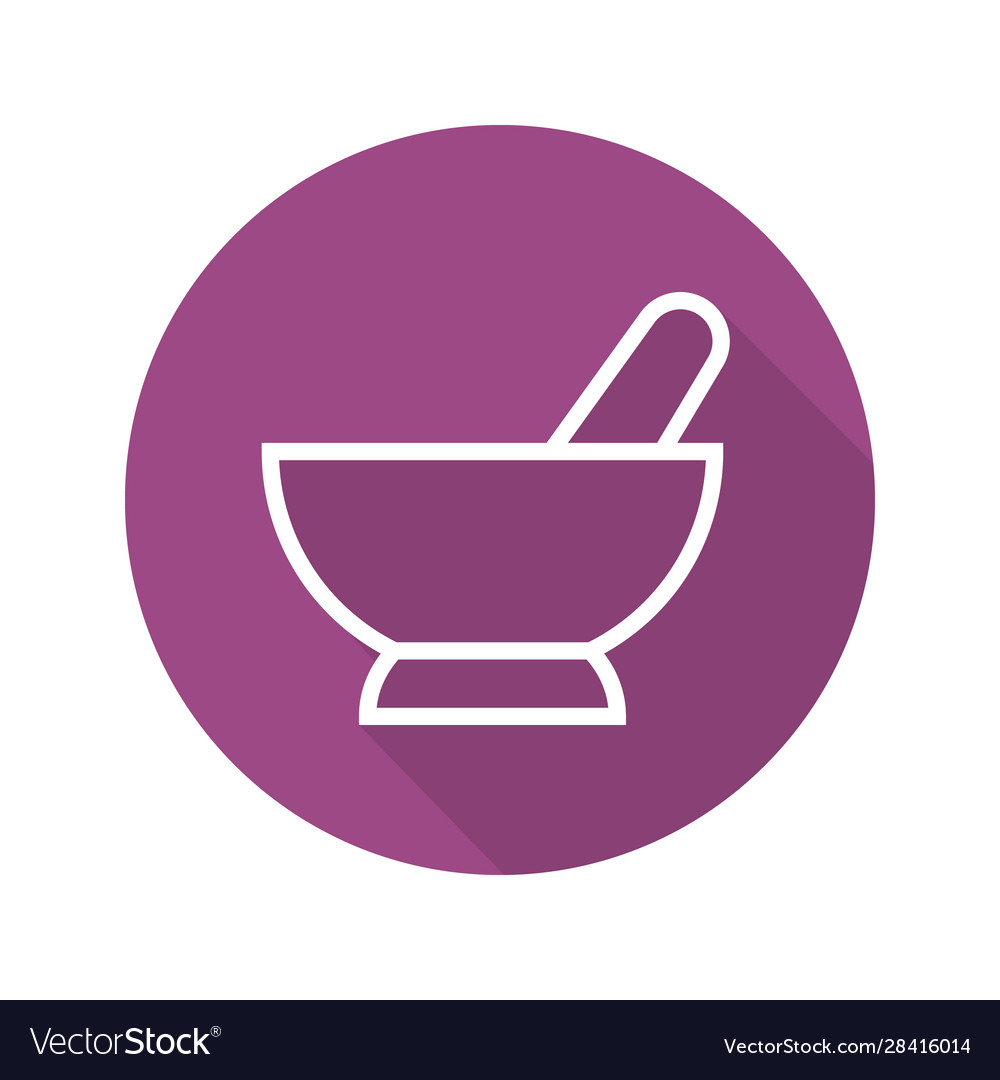 Mortar And Pestle Flat Linear Long Shadow Icon Vector Image 8731