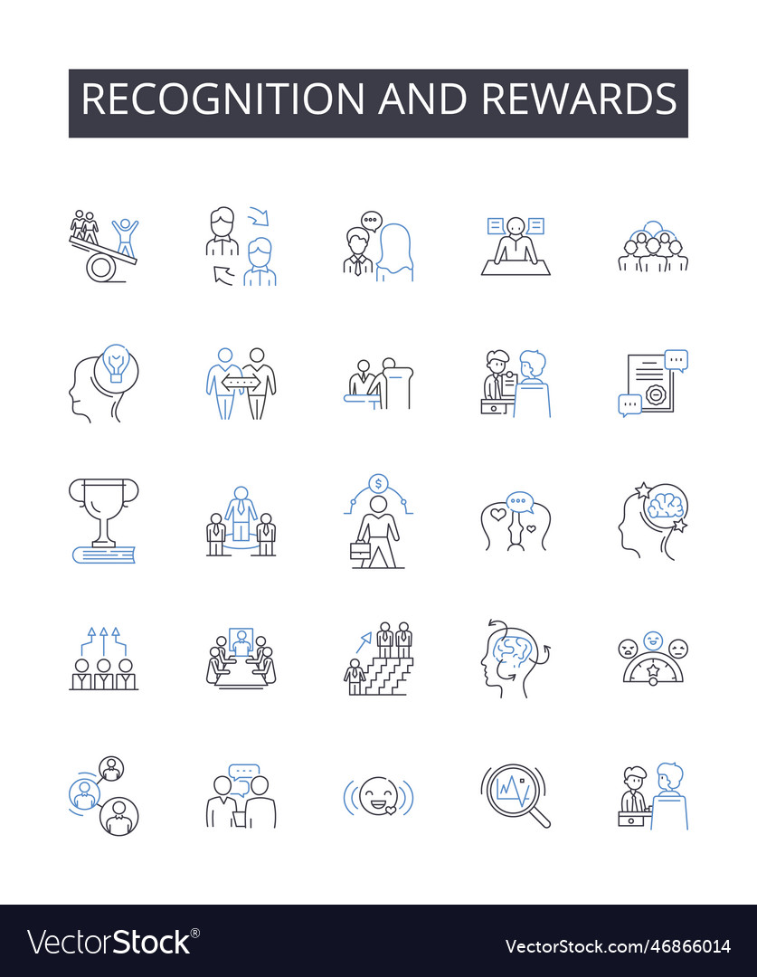 Recognition and rewards line icons collection Vector Image