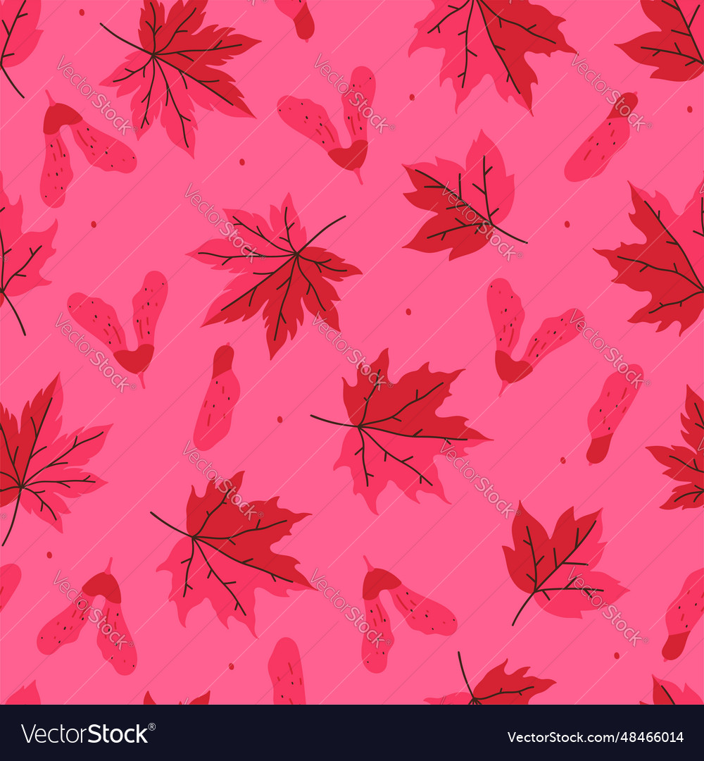 Seamless autumn pattern with seeds and maple