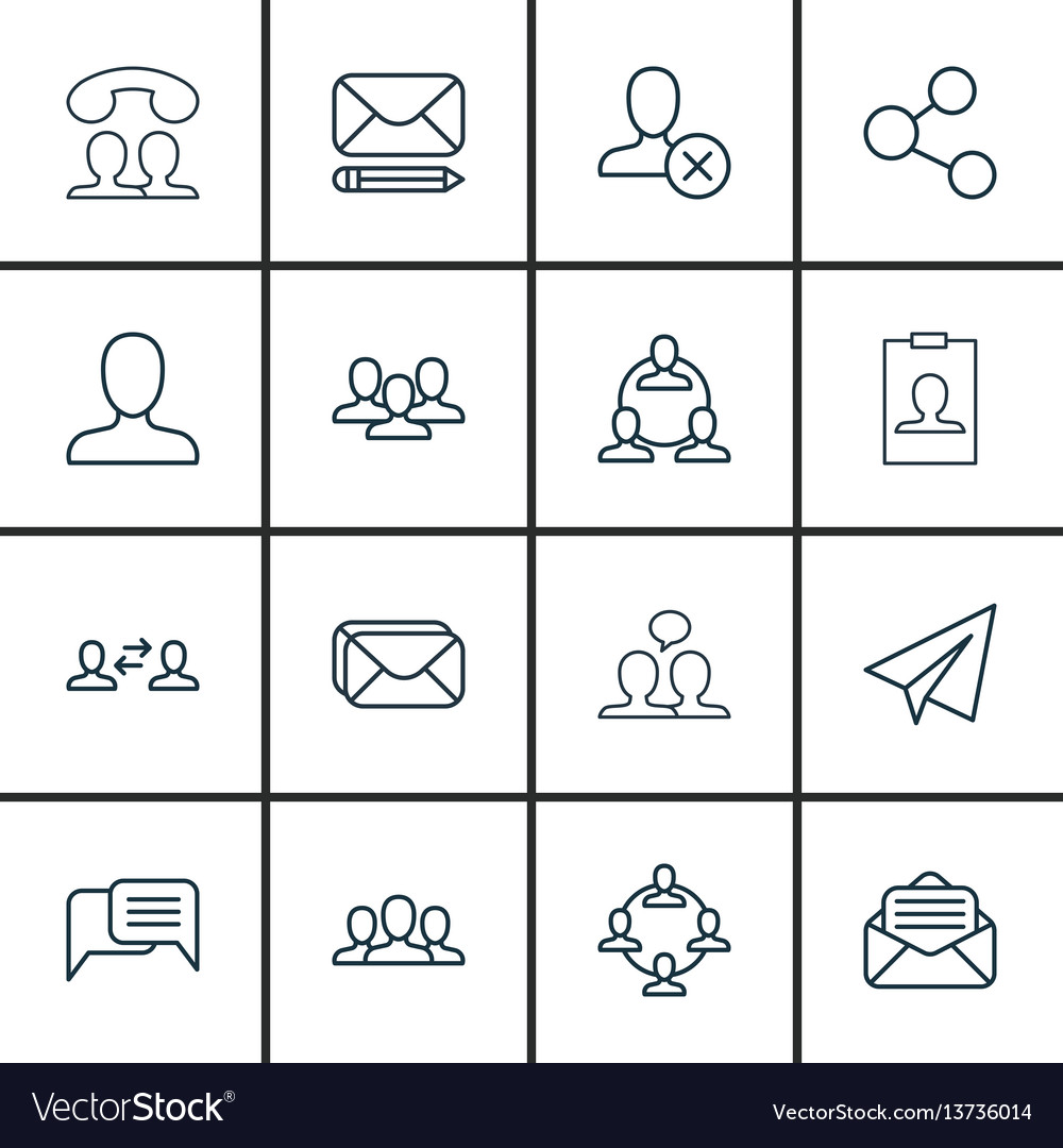 Set of 16 communication icons includes speaking