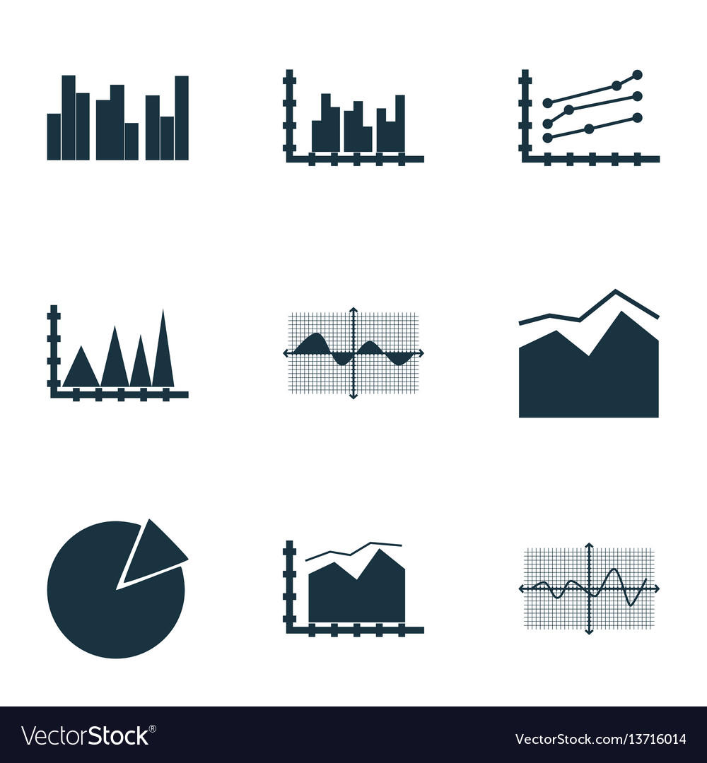 Set of graphs diagrams and statistics icons