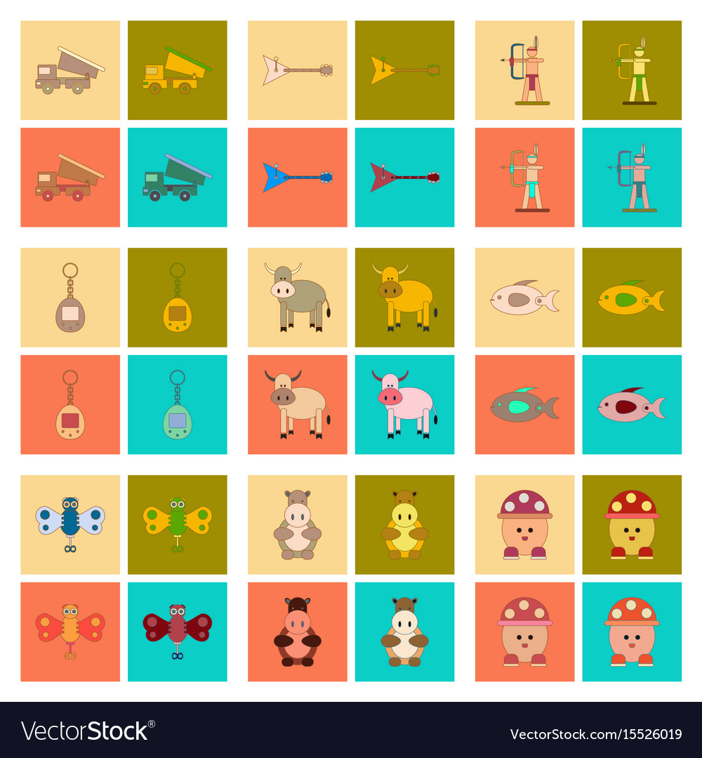 Assembly flat icons kids toys Royalty Free Vector Image