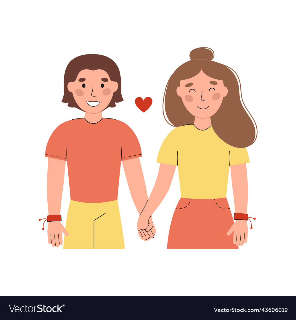 Couple holding hands in friendship bracelets