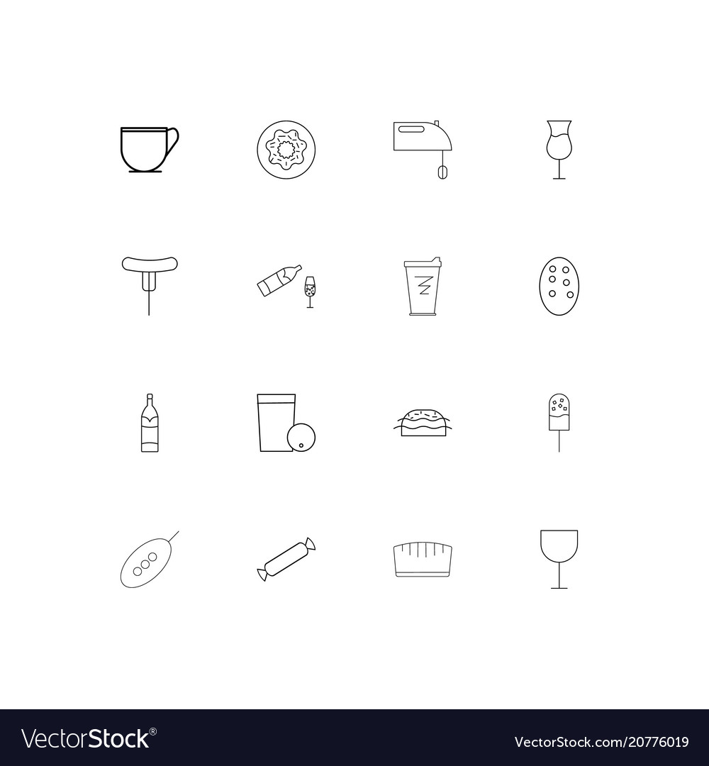 Food and drink linear thin icons set outlined