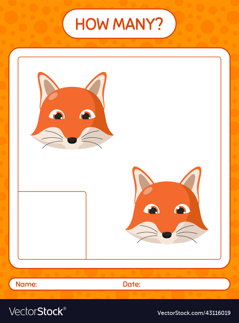 How many counting game with red fox worksheet Vector Image How many counting game with red fox worksheet