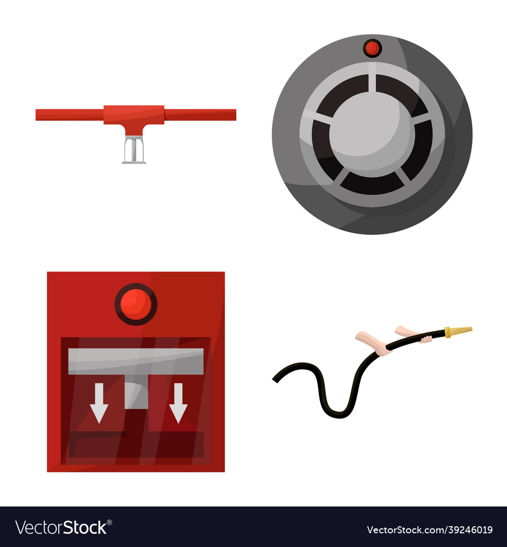 Isolated object of firefighters and fire icon set vector image Isolated object of firefighters and fire icon set