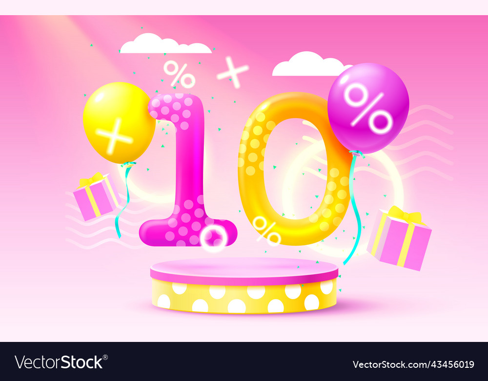 Mega sale special offer stage podium percent 10 vector image Mega sale special offer stage podium percent 10