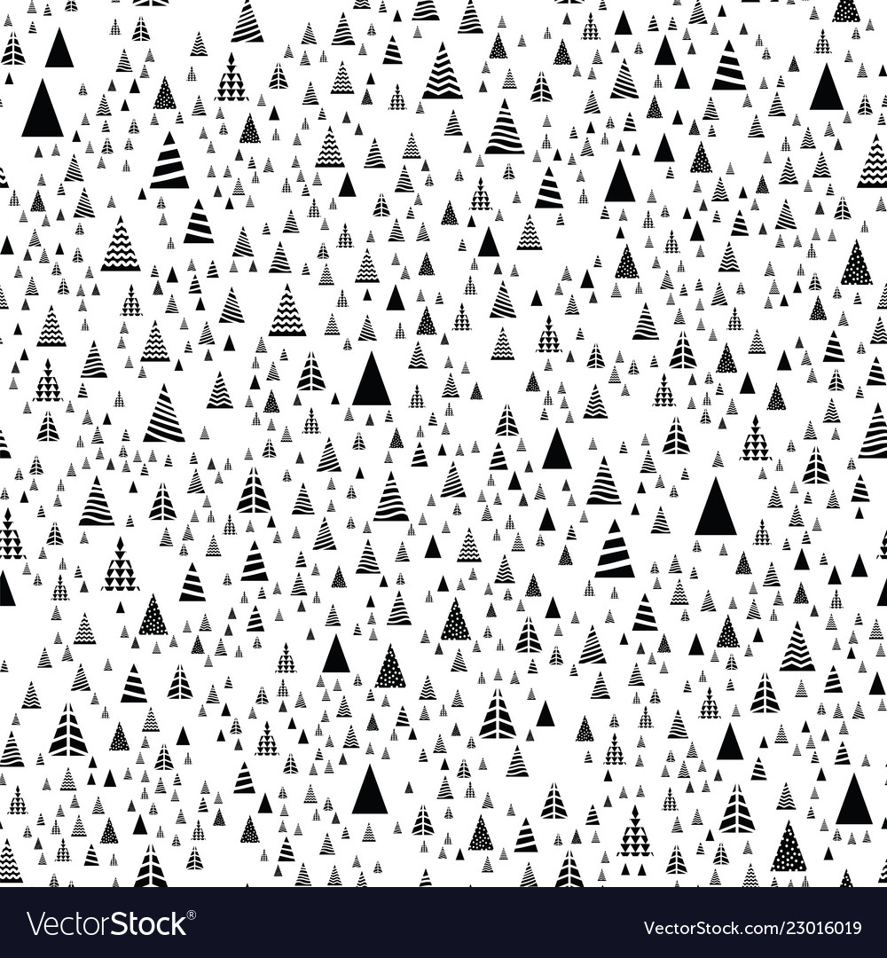 Pattern christmas trees triangular shape on white