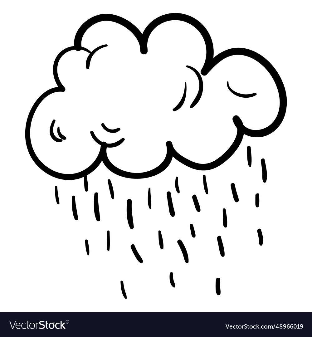 Raining cloud doodle Royalty Free Vector Image