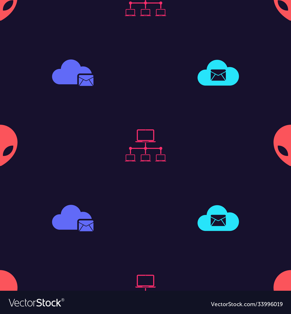 Set cloud mail server computer network vector image Set cloud mail server computer network