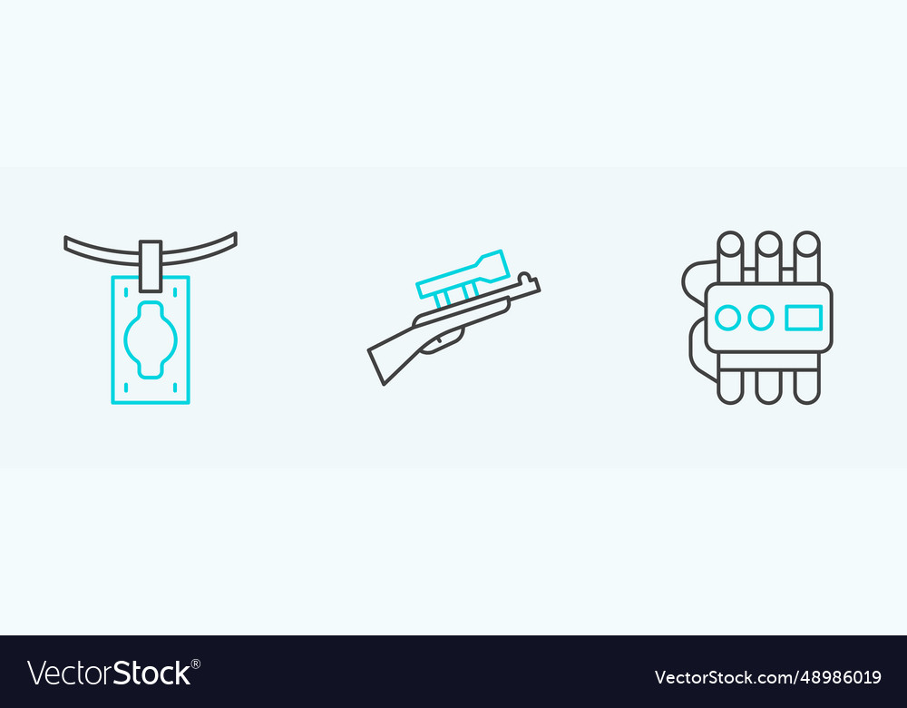 Set line dynamite and timer clock money vector image Set line dynamite and timer clock money