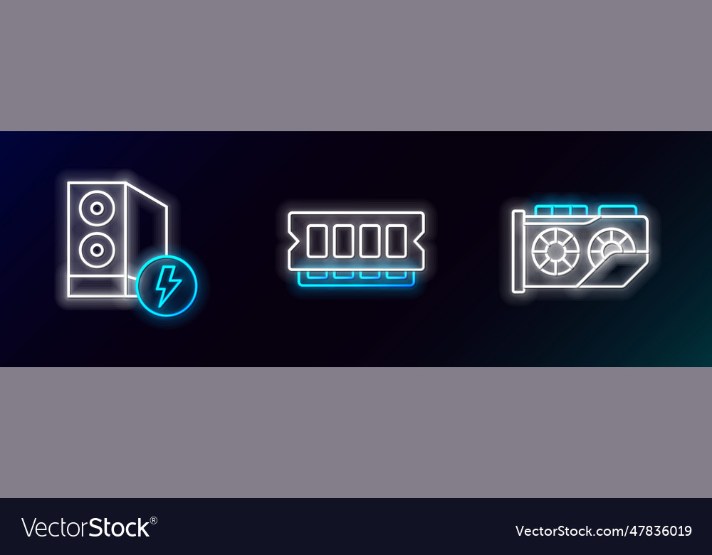 Set line video graphic card case of computer vector image Set line video graphic card case of computer
