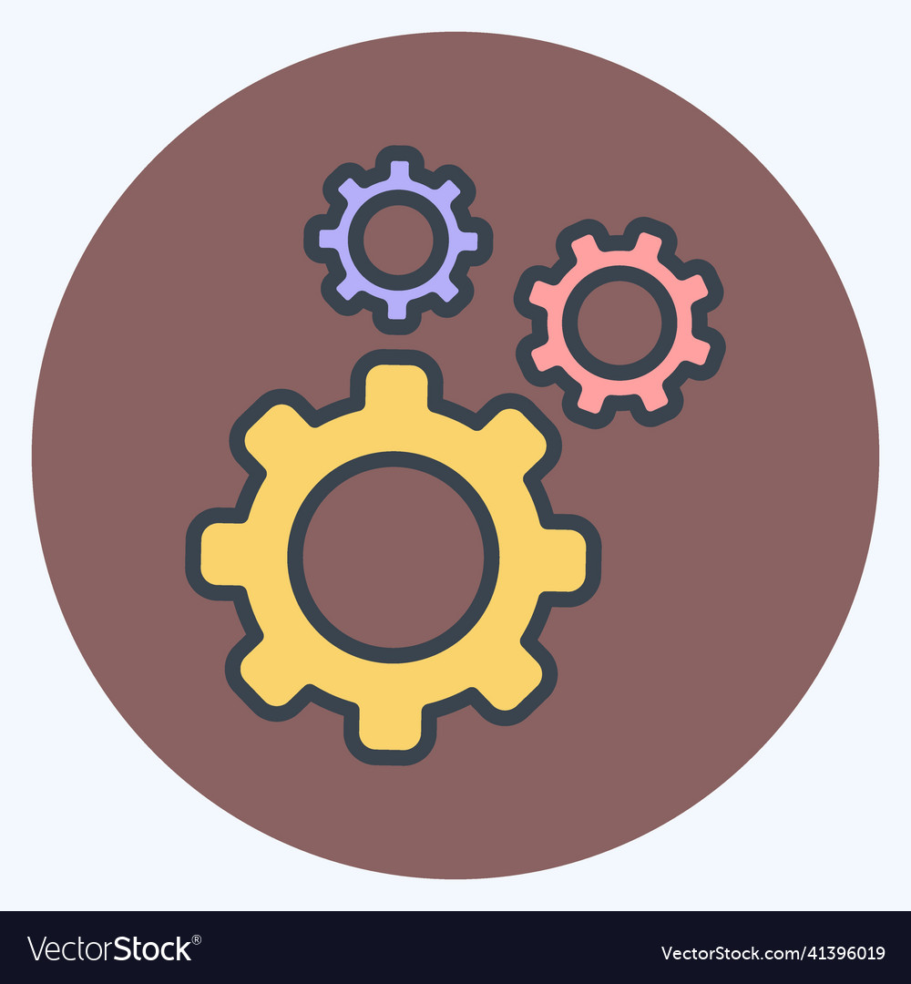 Setting icon in trendy color mate style isolated
