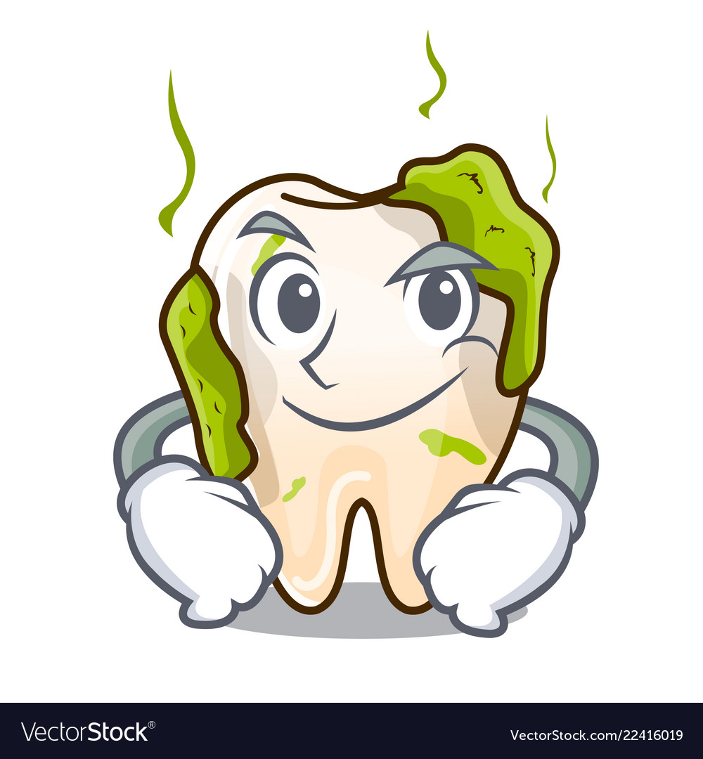 Smirking cartoon unhealthy decayed teeth in mouth Vector Image