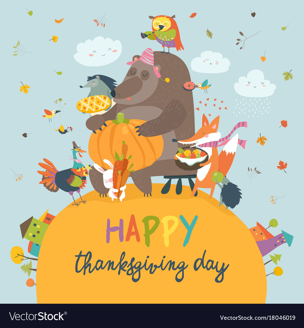 Thanksgiving Animals Cartoon