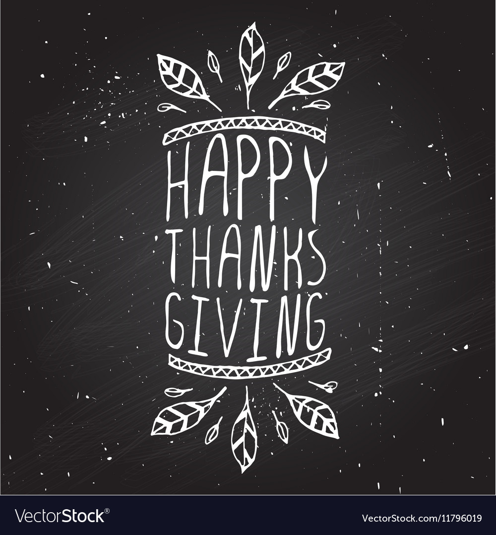 Thanksgiving label with text on chalkboard