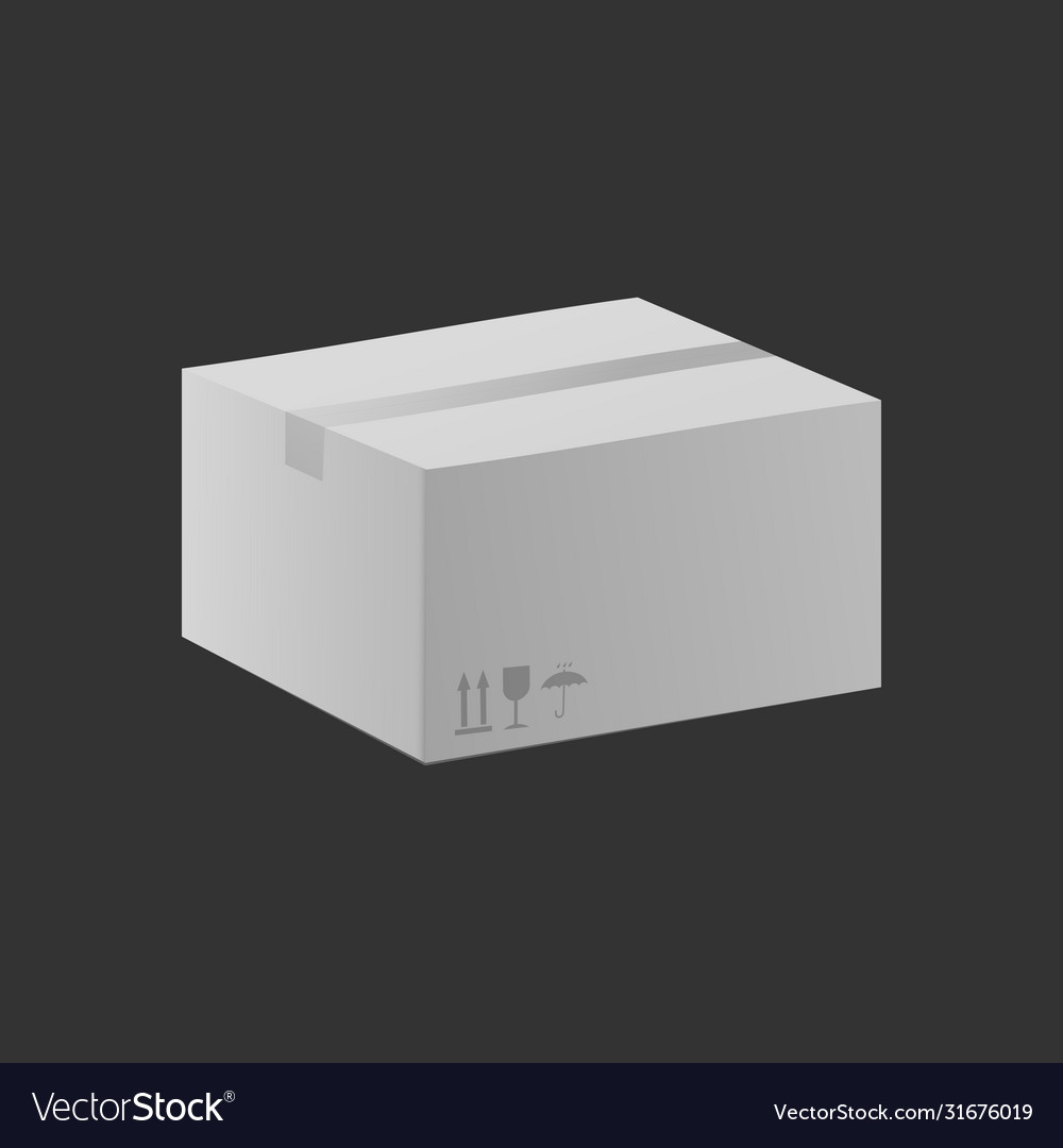 White delivery box in three sides view realistic