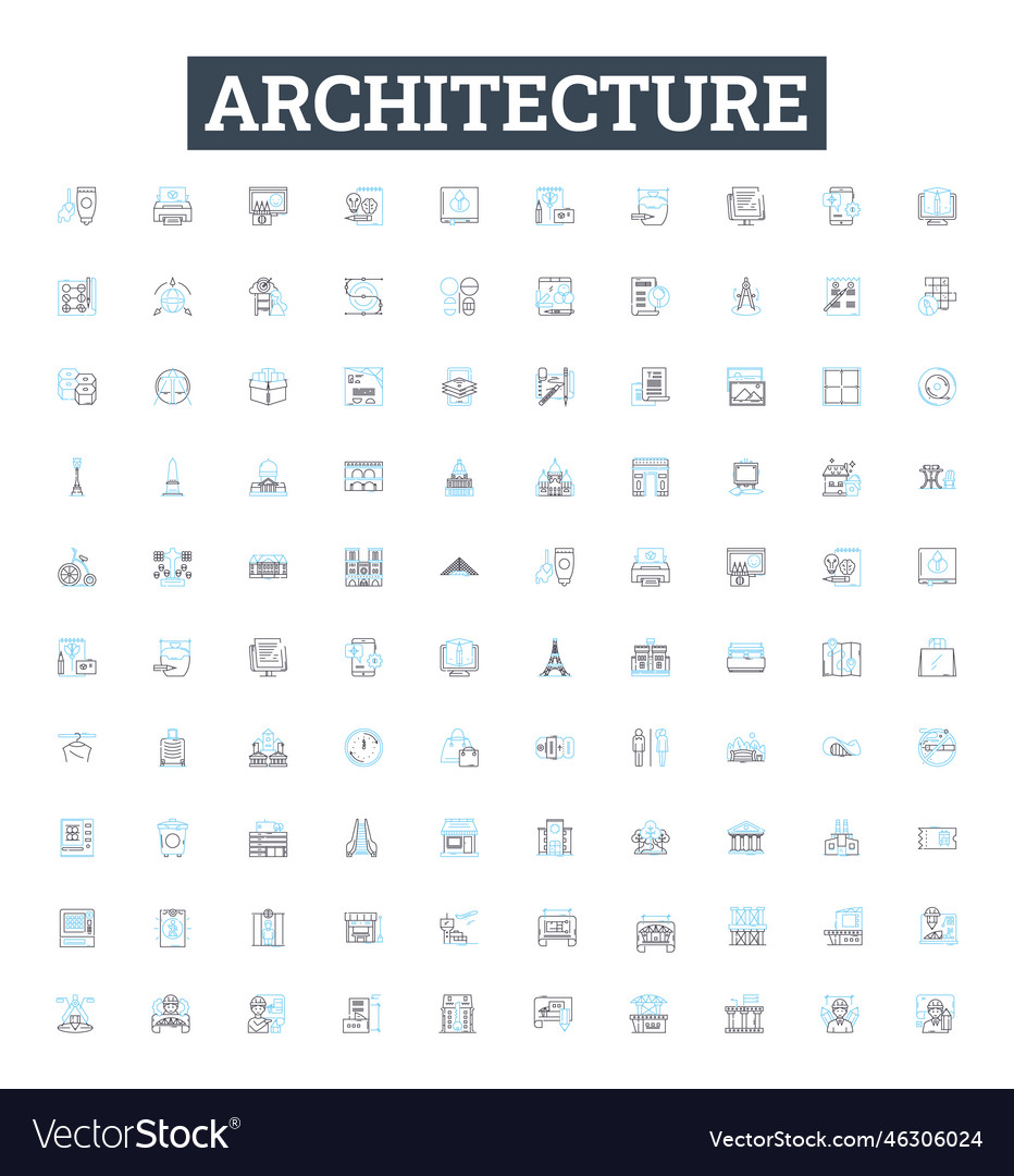 Architecture line icons set structure
