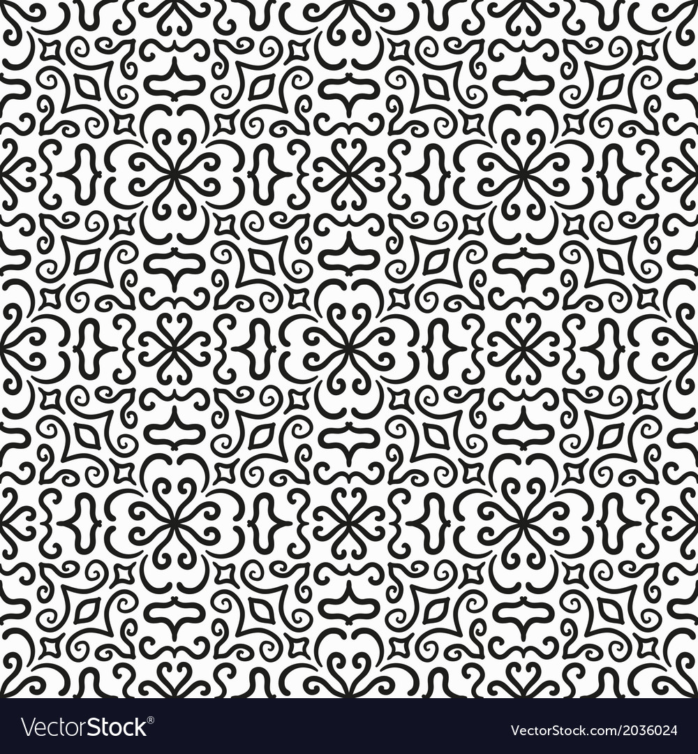 Black graphic flower pattern on white background Vector Image