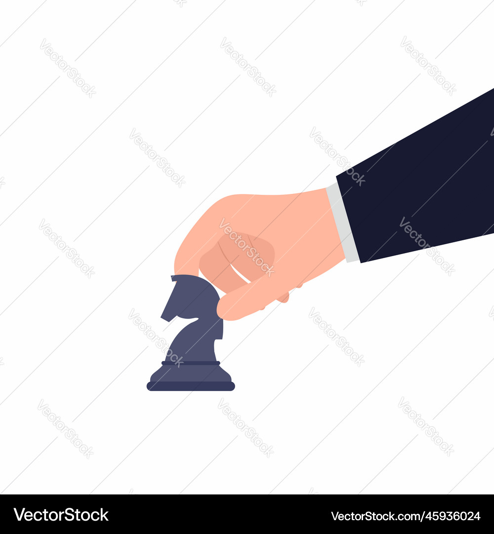Business man hand making a strategic chess move Vector Image