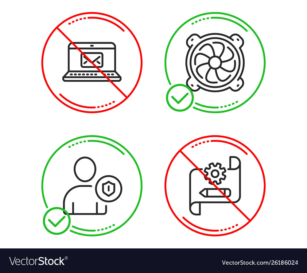 Computer fan security and e-mail icons set