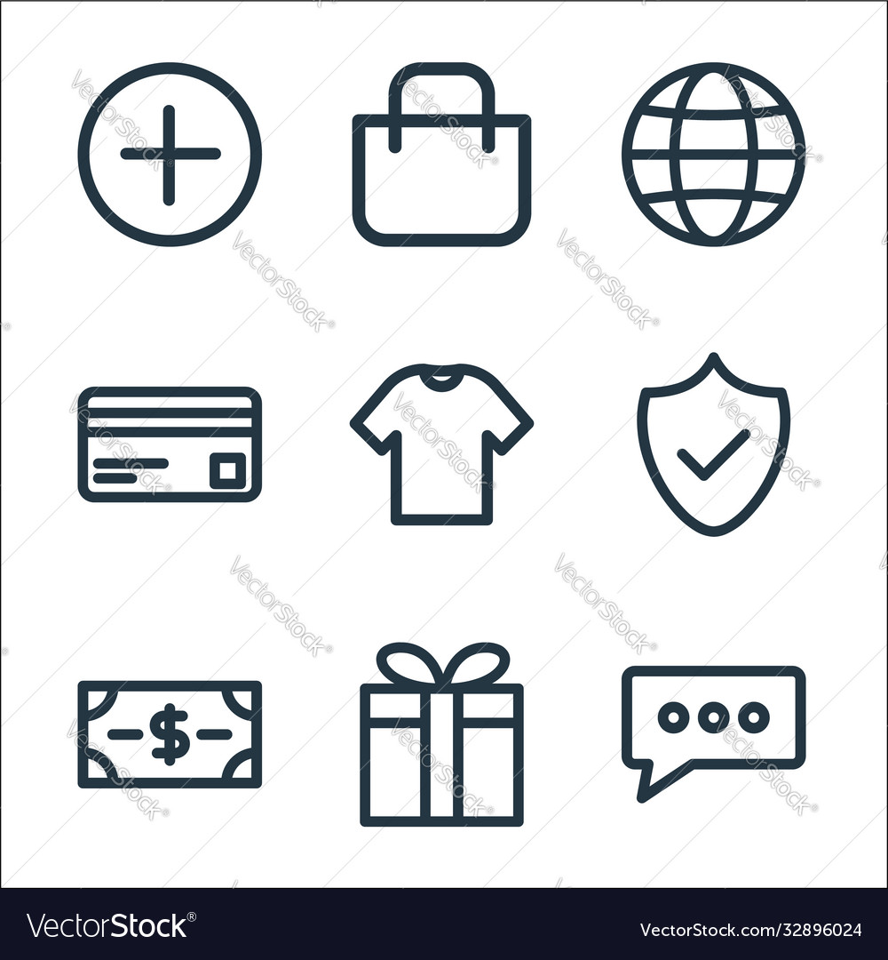 Ecommerce starter pack line icons linear set vector image Ecommerce starter pack line icons linear set