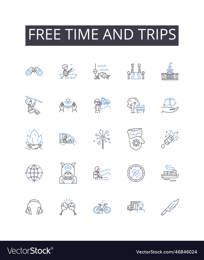 Free time and trips line icons collection