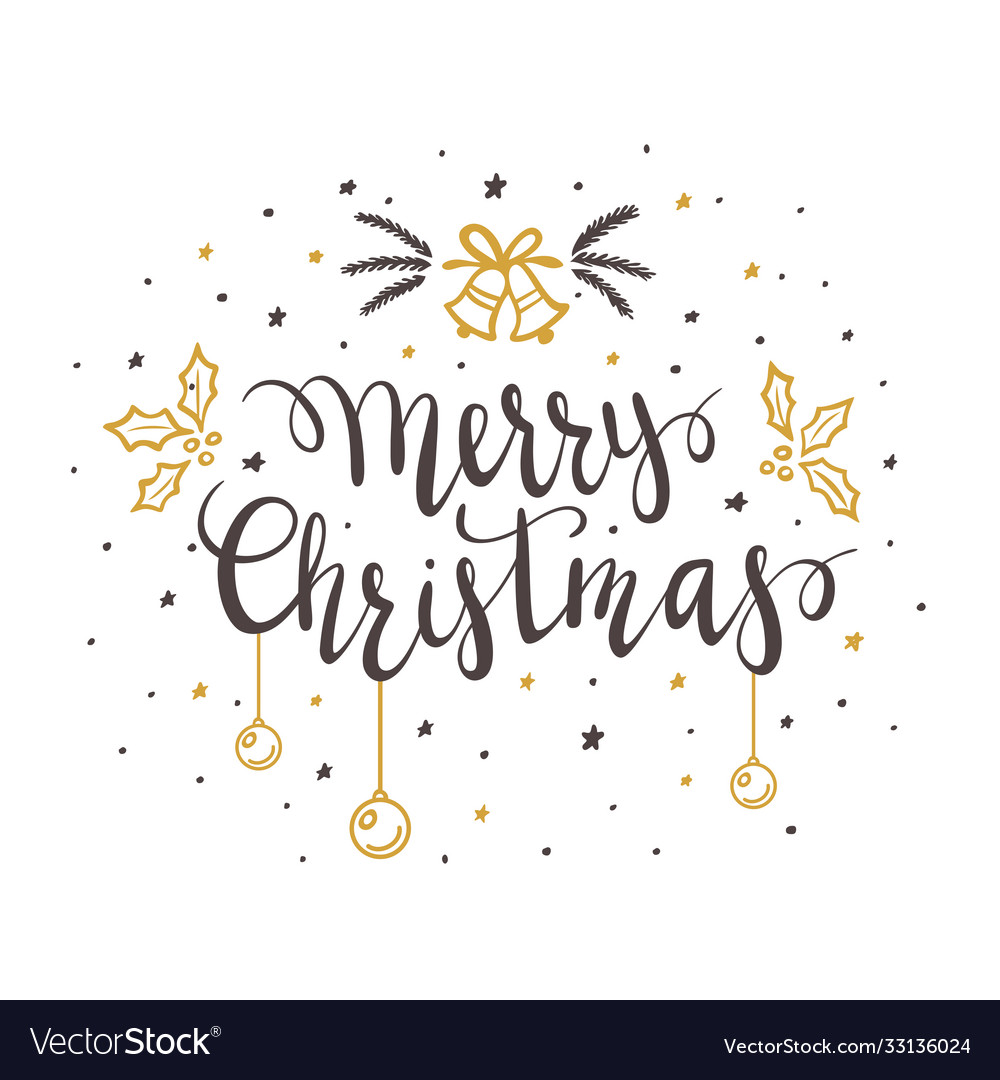 Greeting card with lettering merry christmas