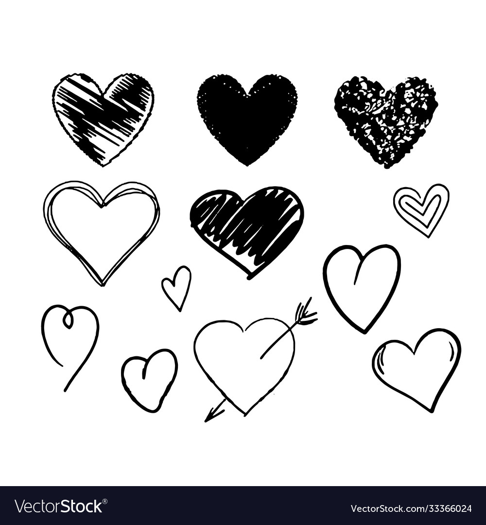 Hearts set different style and shape vector image Hearts set different style and shape