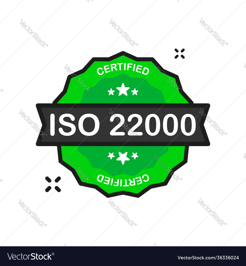 Iso 22000 certified badge certification green