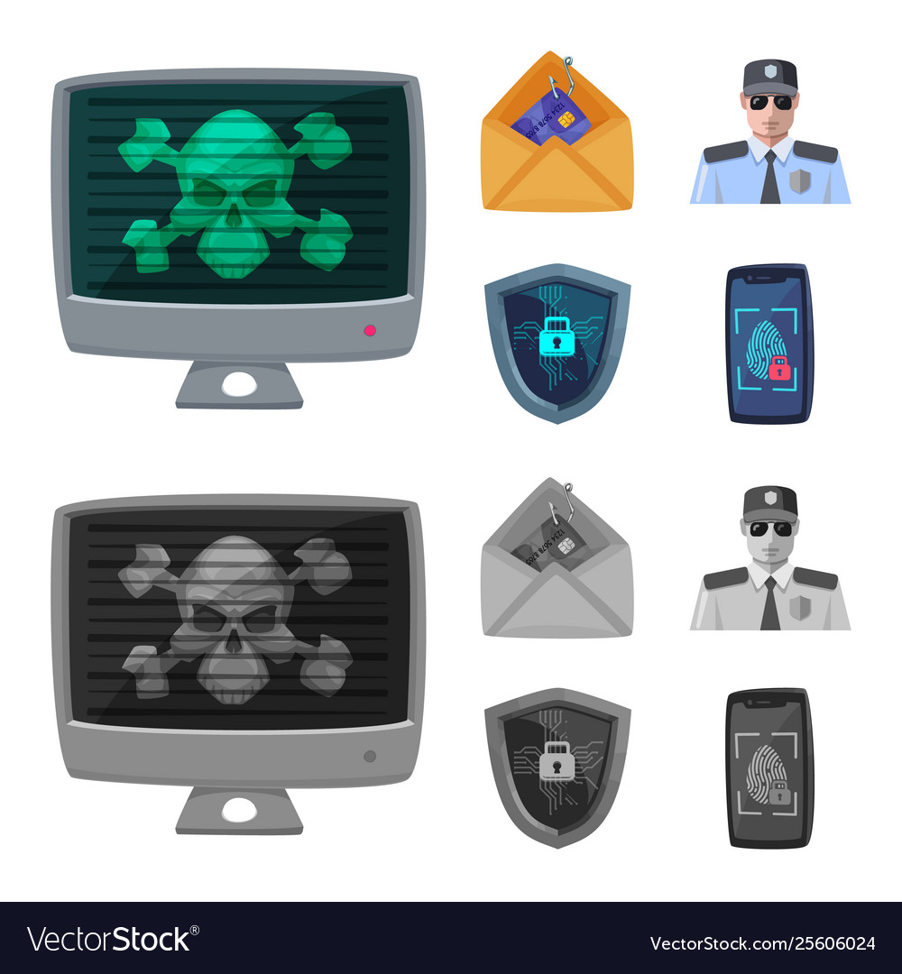 Isolated object virus and secure sign vector image Isolated object virus and secure sign