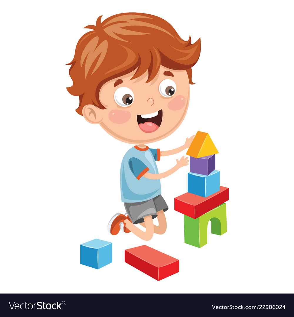 Kids playing with toys Royalty Free Vector Image