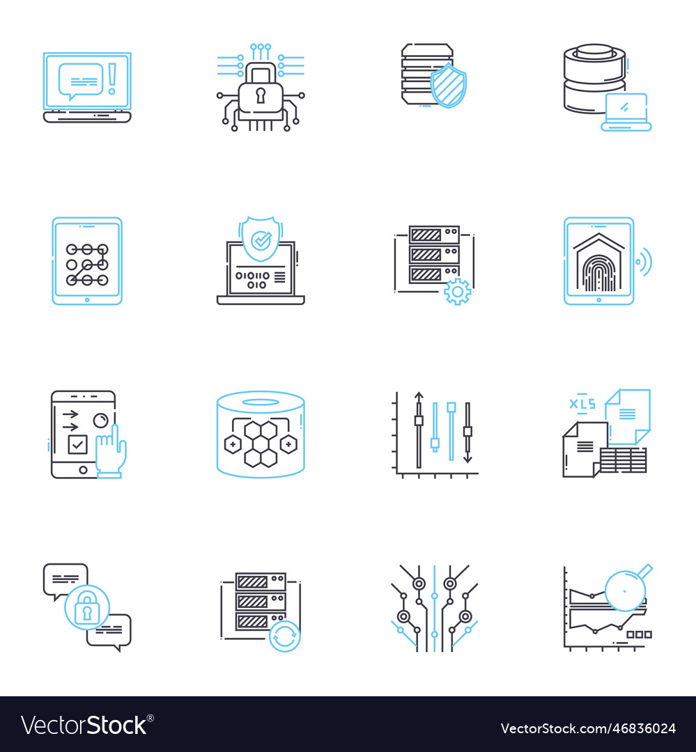 Malware detection linear icons set virus trojan vector image Malware detection linear icons set virus trojan