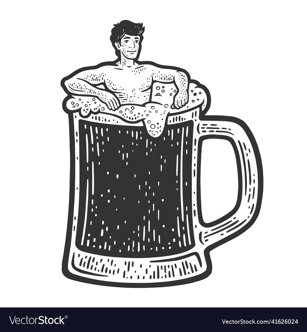 Man Relaxing with Beer Sketch