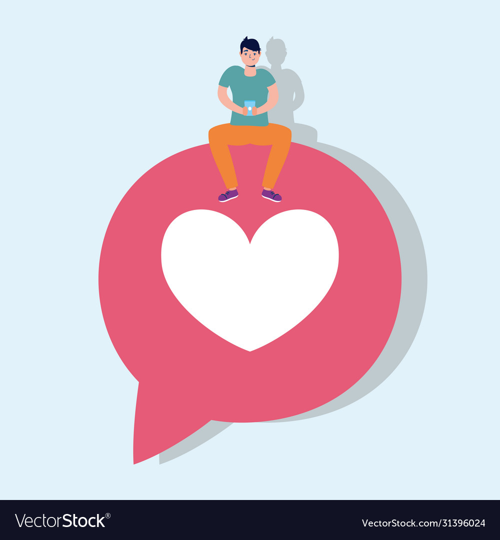 Man technology with smartphone character