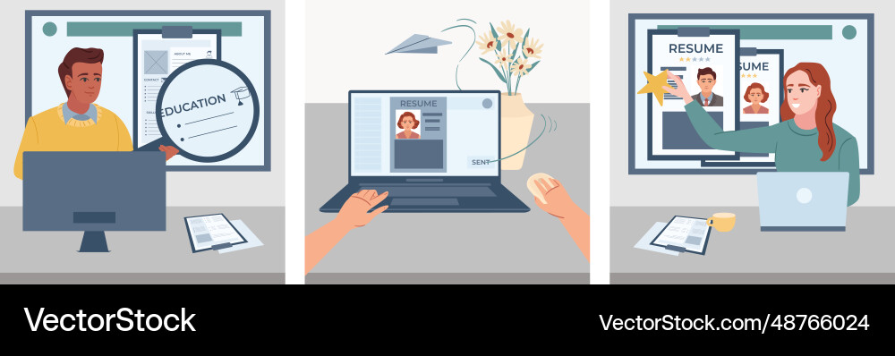Resume flat set Royalty Free Vector Image - VectorStock