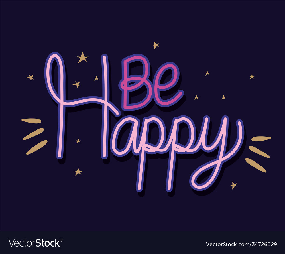 Be happy lettering with colors Royalty Free Vector Image