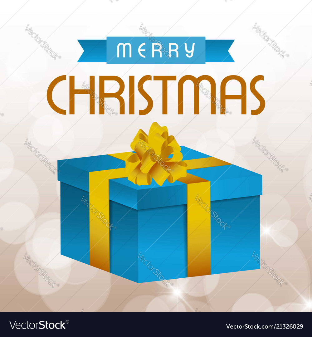Christmas card with gift box and typographic vector image Christmas card with gift box and typographic