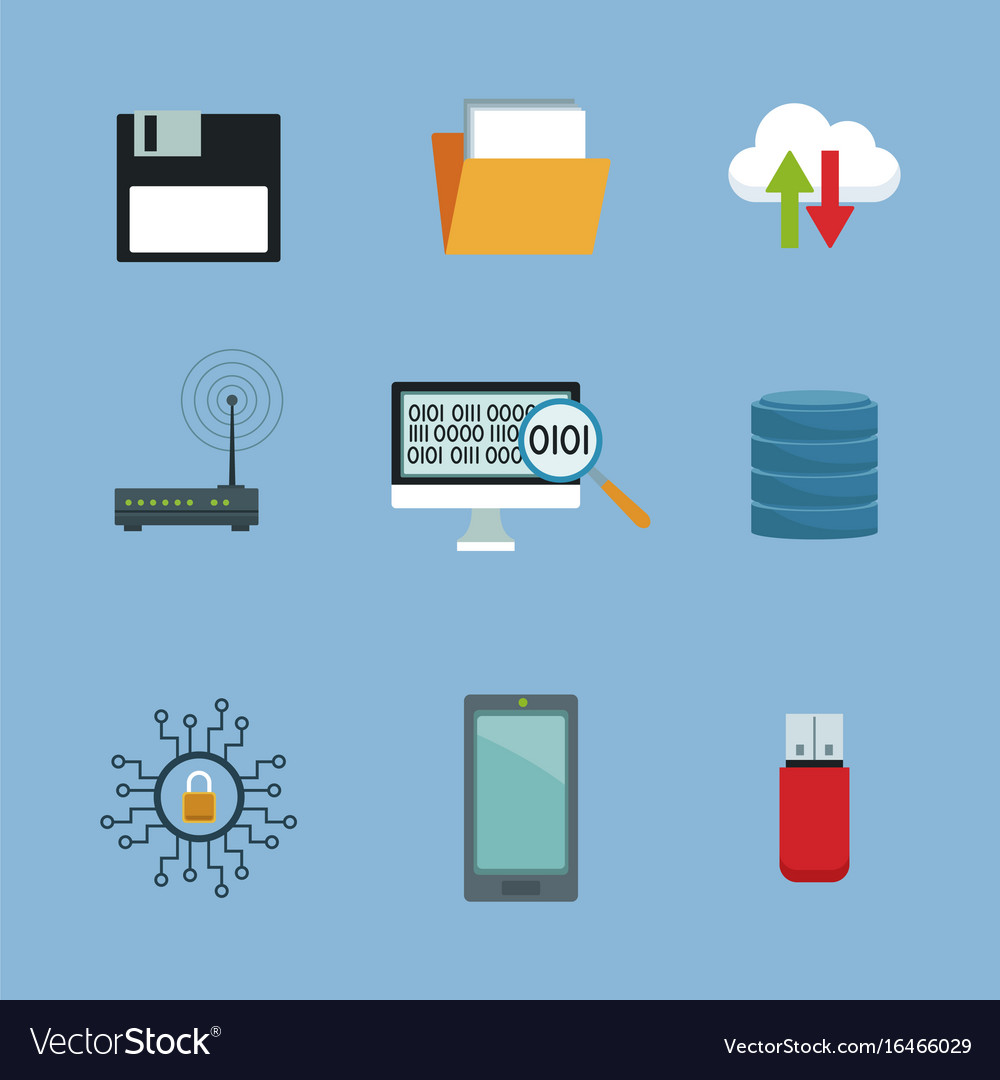 Color background with set elements cloud storage