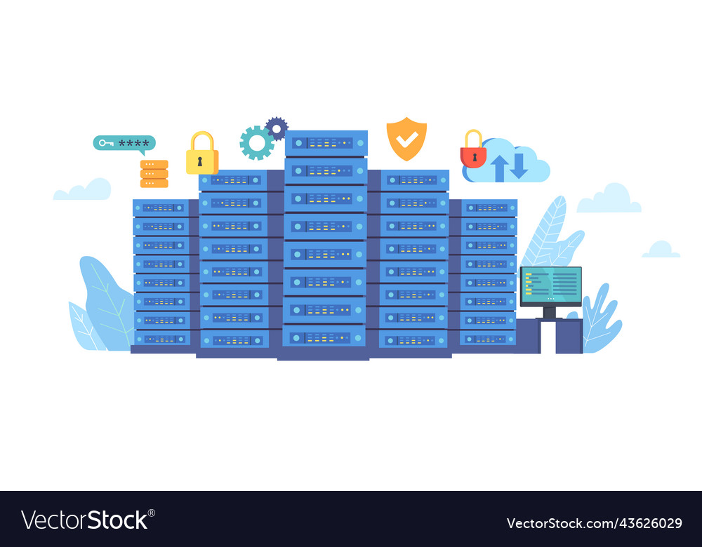 Data center abstract digital warehouse server Vector Image