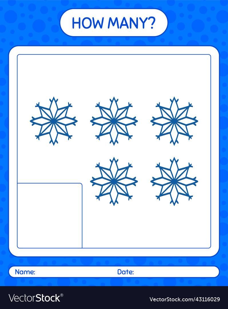 How many counting game with snowman worksheet Vector Image How many counting game with snowman worksheet