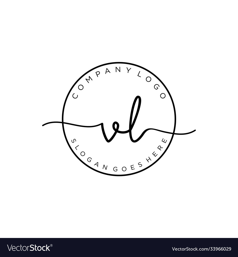 Initial vl handwriting logo with circle template Vector Image Initial vl handwriting logo with circle template