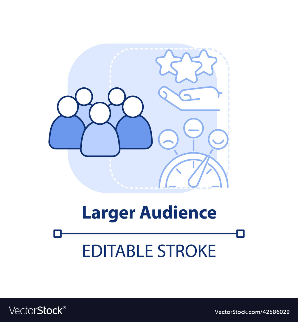 Larger audience light blue concept icon vector image Larger audience light blue concept icon