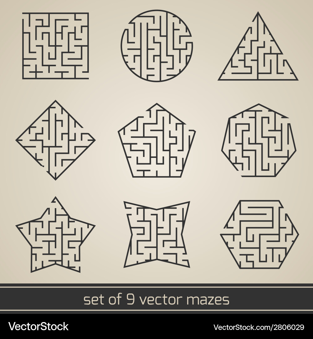 Maze labyrinth set Royalty Free Vector Image - VectorStock