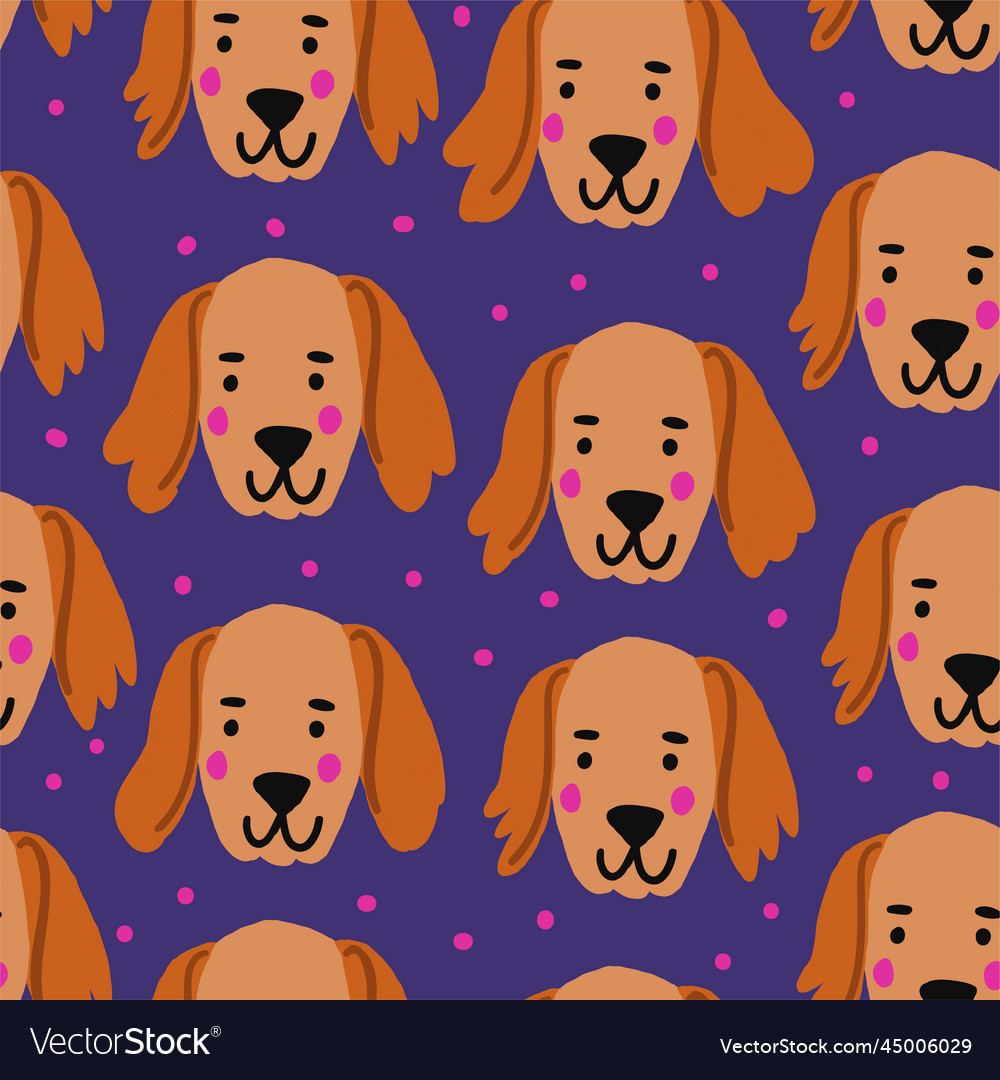 Seamless pattern with redfox labrador dog Vector Image Seamless pattern with redfox labrador dog
