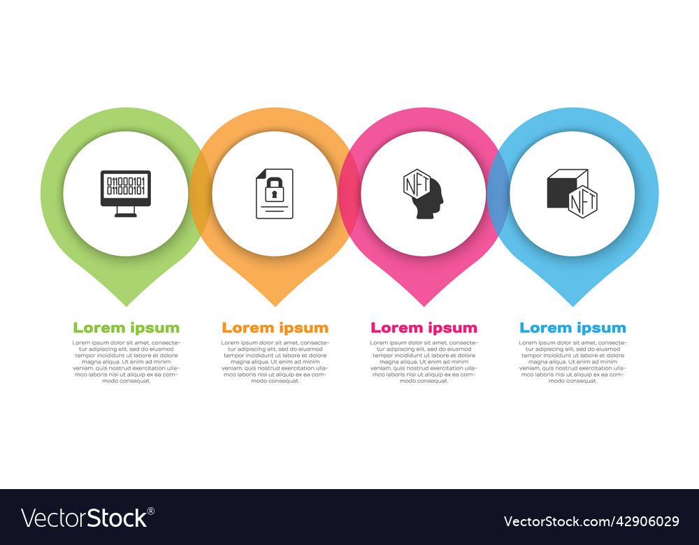 Set binary code document and lock nft digital vector image Set binary code document and lock nft digital